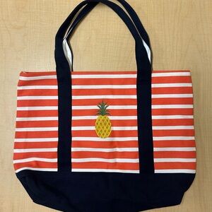 Nautical Striped Tote with Pineapple Accent